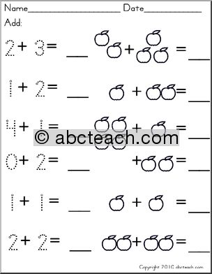 Set 2 apples (prek-1) Addition with pictures