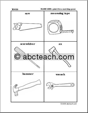 Matching: Tools Pictures (preschool/primary)