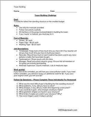 Tower Building Challenge (upper elem/ middle) Experiment
