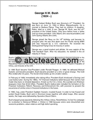 Biography: U. S. President George H. W. Bush (upper elem/middle)