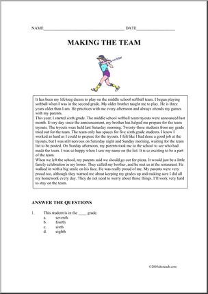 Fiction: Making the Team (upper elem/middle)