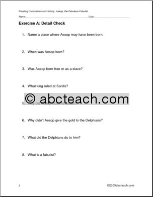 Comprehension: Aesop (elementary)
