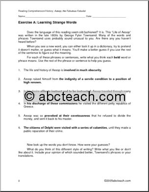 Comprehension: Aesop (upper elem/middle)