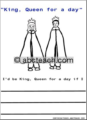 Sayings – King/Queen for a Day Color and Write