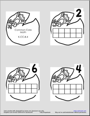 Lily Pad Ten Frame Numbers 1-10 (k-1) Shapebook