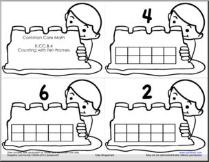 Sand Castle Ten Frame Numbers 1-10 (k-1) Shapebook