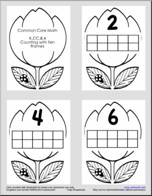Tulip Ten Frame Numbers 1-10 (k-1) Shapebook