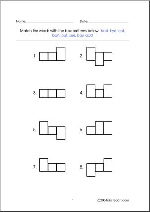 Word Shapes – 3 letter words (set 1) Worksheet