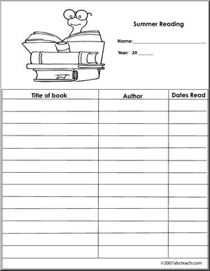 Summer Reading Log (primary/elem)