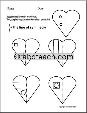 Symmetrical Hearts (primary/elem) Worksheet