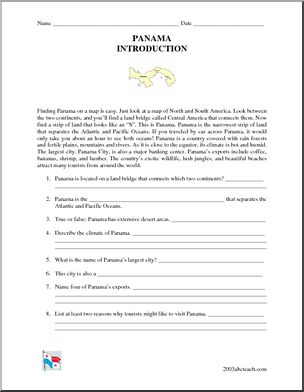 Comprehension: Panama (upper elem/middle)