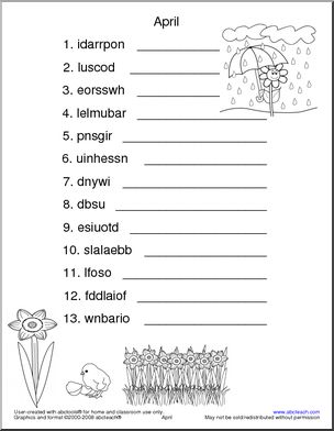 Unscramble the Words: April