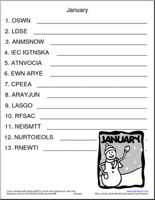 Unscramble the Words: January