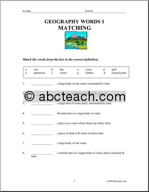 Vocabulary: Geography (upper elem/ middle)