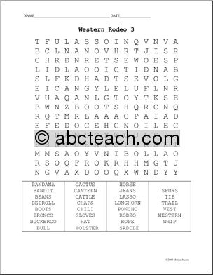 Word Search: Western Rodeo