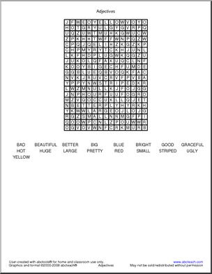 Adjectives Word Search
