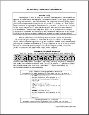 Personal Essay on Animal Behavior (middle/high)’ Writing