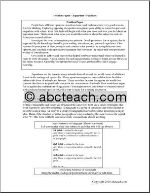 Position Paper for or Against Aquarium Facilities (middle/high)’ Writing