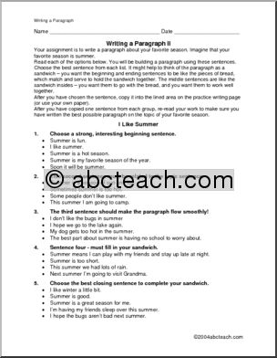 Paragraphs (upper elem/middle) Writing Prompts