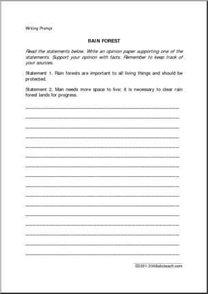 Writing Prompt: Rain Forest (upper elem/middle)