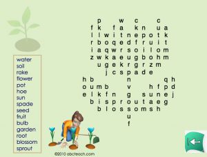 Interactive: Notebook: Science: Garden–Word Search