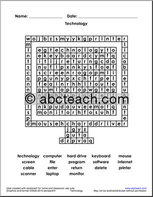 Word Search: Technology (computer shape)