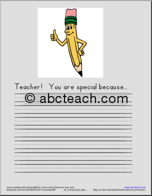 Writing Prompt: Teacher Appreciation – You are special because…