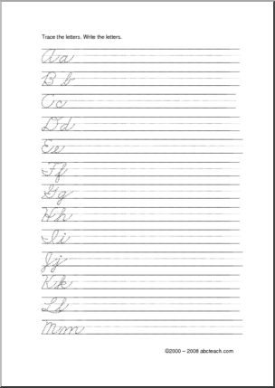 Handwriting Practice: Cursive Letters (ZB-Style Font)