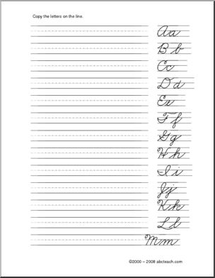 Handwriting Practice: Cursive Letters Aa-Zz for left-handers (ZB-Style Font)