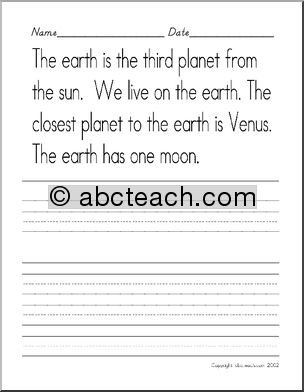 Handwriting Practice: Earth – Manuscript (ZB-Style Font)