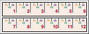 Clip Art: Ruler: 12 Inch Color
