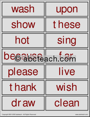 Dolch Words (a)’
