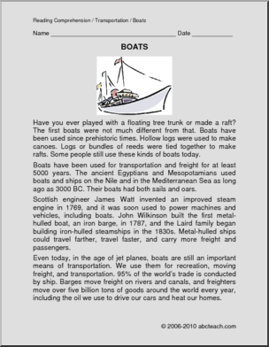 Comprehension: Boats (elem)