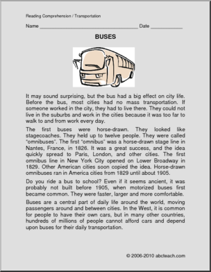Comprehension: Buses (primary)