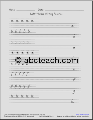 Handwriting Practice: Manuscript Letters a-z for left-handers (DN-Style Font)