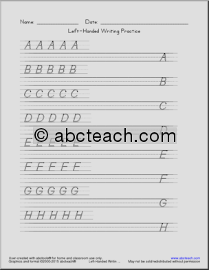 Handwriting Practice: Manuscript Letters A-Z for left-handers (DN-Style Font)
