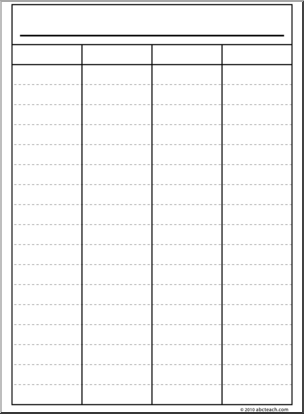 Clip Art: 4 Column Organizer 2 Portrait B&W