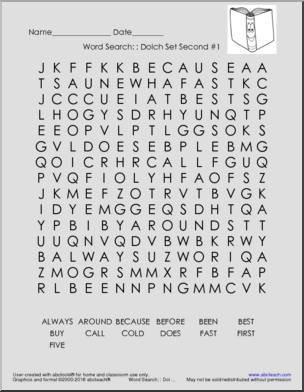 Dolch Set (2nd grade)’ Word Search
