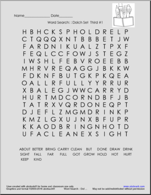 Dolch Set (3rd grade)’ Word Search