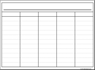 Clip Art: 5 Column Organizer 2 Landscape B&W
