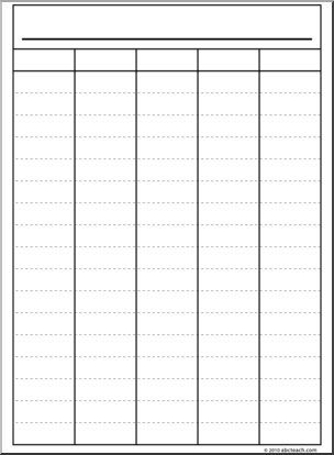 Clip Art: 5 Column Organizer 2 Portrait B&W