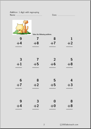 Addition 1 digit (set 3) Worksheet