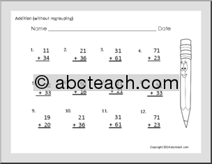 Math: Addition: Two Digit (without regrouping)