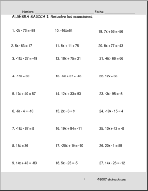 Spanish: MatemÂ·ticas – Algebra BÂ·sica 1 (Secundaria)