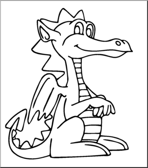 Clip Art: Baby Dragon B&W