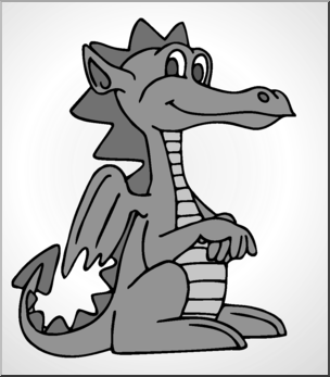 Clip Art: Baby Dragon Grayscale