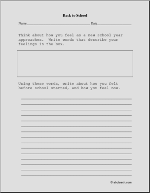 Writing Prompt: Back to School Feelings (elem)
