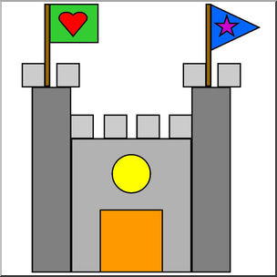 Clip Art: Basic Shapes: Castle Color
