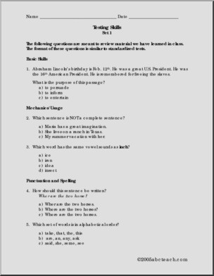 Language Arts (elementary/ upper) Testing Practice