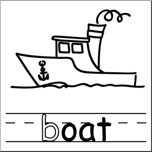 Clip Art: Basic Words: -oat Phonics: Boat B&W